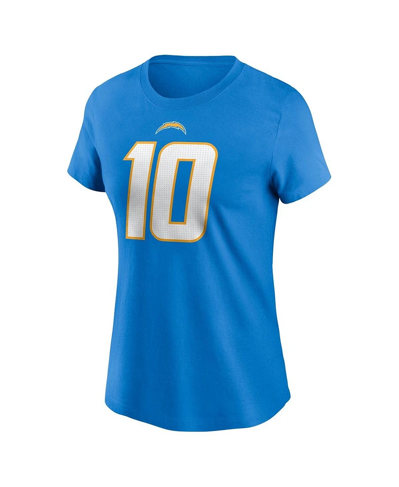 Women's Nike Justin Herbert Powder Blue Los Angeles Chargers Player Name and Number T-shirt
