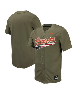 Men's Nike Olive Clemson Tigers Replica Full-Button Baseball Jersey