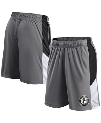 Men's Fanatics Gray Brooklyn Nets Practice Performance Shorts