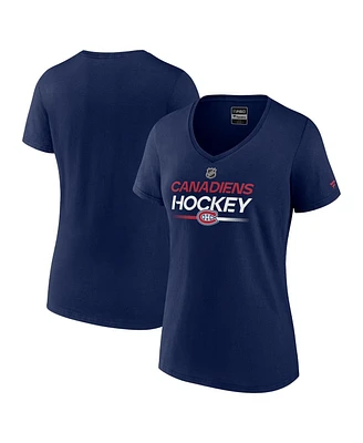 Women's Fanatics Navy Montreal Canadiens Authentic Pro V-Neck T-shirt