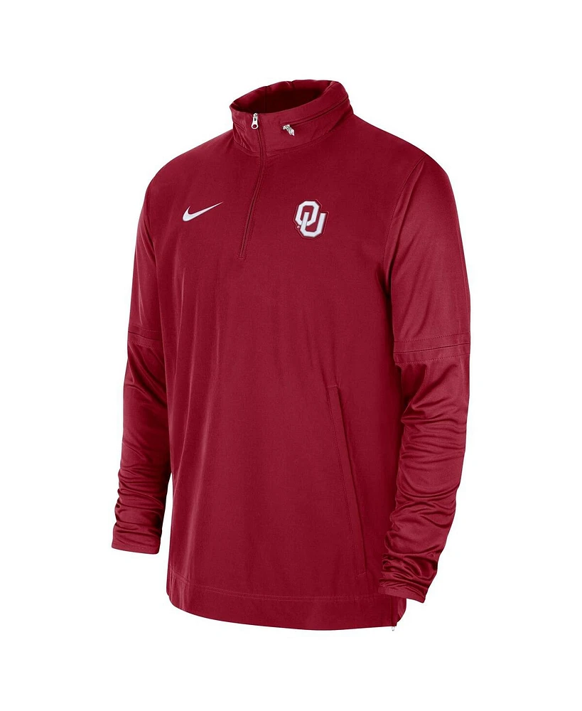 Men's Nike Crimson Oklahoma Sooners 2023 Coach Half-Zip Hooded Jacket