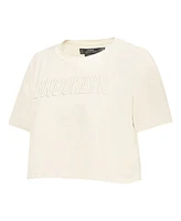 Women's Pro Standard Cream Brooklyn Nets Neutral Boxy Crop T-shirt