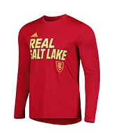 Men's adidas Red Real Salt Lake Jersey Hook Aeroready Long Sleeve T-shirt