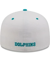 Men's New Era White, Aqua Miami Dolphins Flipside 2Tone 59FIFTY Fitted Hat