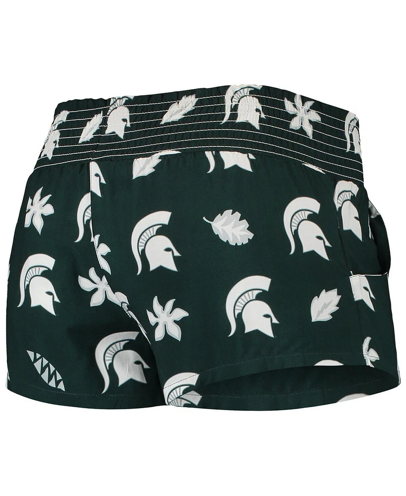 Women's Wes & Willy Green Michigan State Spartans Beach Shorts