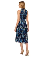 Adrianna Papell Women's Floral Pleated Chiffon Dress