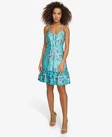 Siena Women's Halter-Neck Floral-Print Ruffled-Hem Dress