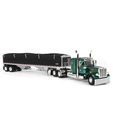 1/64 Green Peterbilt 36in Sleeper w/ Wilson Pacesetter Hopper Bottom Grain Trailer