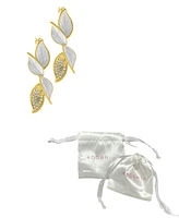 Adornia 14K Gold-Plated Crystal Flower Branch Leaf Earrings