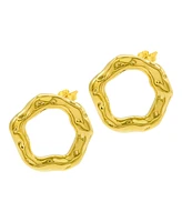 Adornia Tarnish Resistant 14K Gold-Plated Hammered Open Circle Earrings
