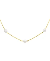 Adornia Tarnish Resistant 14K Gold-Plated Adjustable Station Cultured Freshwater Pearl Necklace