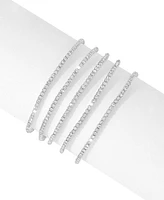 Adornia Silver-Plated Multi Stretch Crystal Bracelet Set