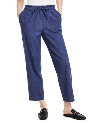 Anne Klein Women's Denim Paper-Bag Waist Ankle Pants