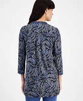 Anne Klein Women's Printed Band-Collar Tunic Top