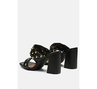 London Rag Fischer Stud Embellished Block Heel Sandals