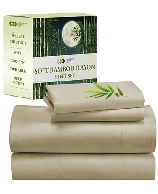 Soft Silk-Like 100% Rayon from Bamboo Cooling Bed Sheets King