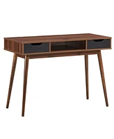 Stylish Computer Desk Workstation with 2 Drawers and Solid Wood Legs