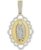 Men's Diamond Our Lady of Guadalupe Scalloped Medallion Pendant (1/5 ct. t.w.) in 10k Gold