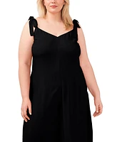 Vince Camuto Plus V-Neck Sleeveless Tie-Shoulder Angled-Hem Jumpsuit