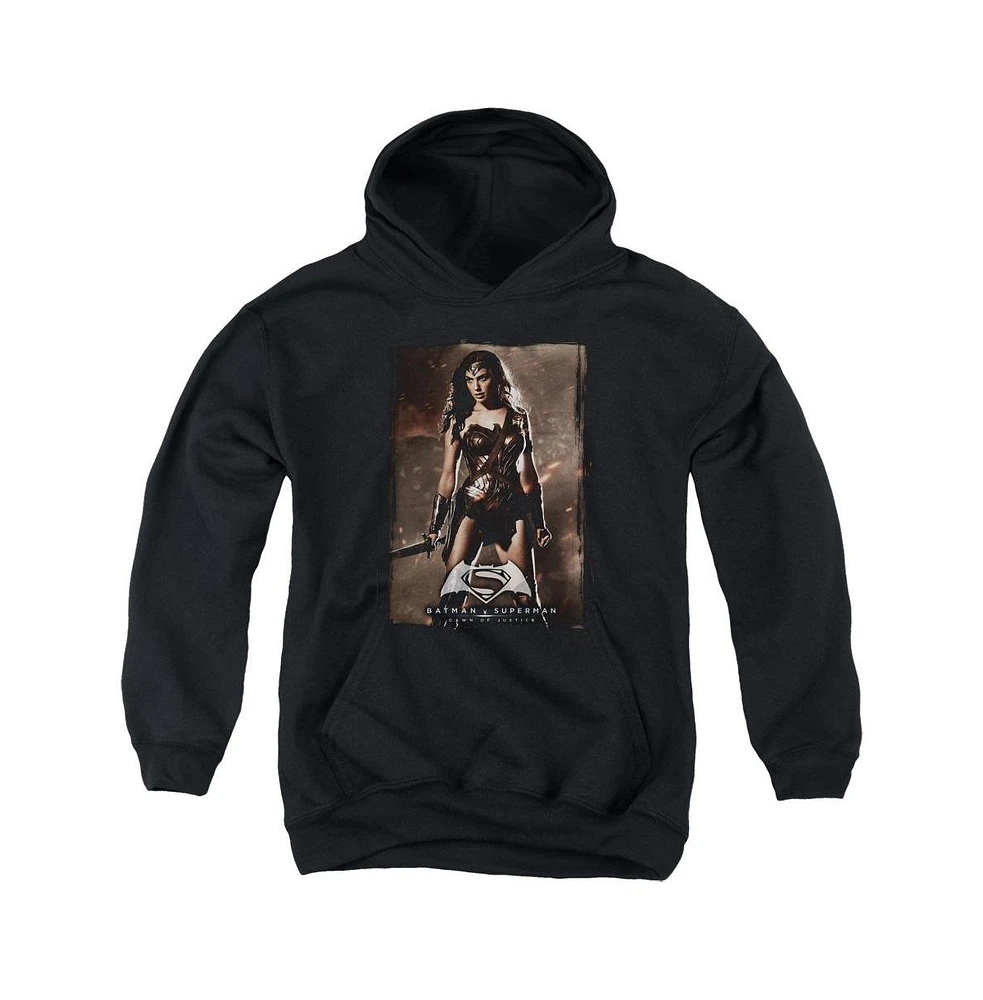 Batman V Superman Boys Youth Wonder Woman Poster Pull Over Hoodie / Hooded Sweatshirt