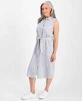 Style & Co Petite Linen Sleeveless Shirt Dress