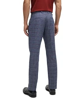 Boss by Hugo Boss Men's Plain-Checked Slim-Fit Trousers