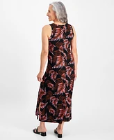 Style & Co Petite Palm Perfection Knit Maxi Dress, Created for Macy's