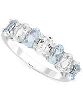 Swiss Blue Topaz (1/3 ct. t.w.) & Lab-Grown White Sapphire (1/3 ct. t.w.) Seven Stone Ring (Also in Additional Gemstones)