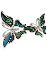 Anne Klein Silver-Tone Pave Color Double Butterfly Pin