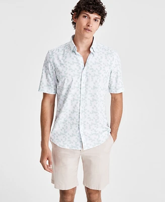 Alfani Men's Dot Print Short Sleeve Button Front Performance Shirt, Created for Macy's