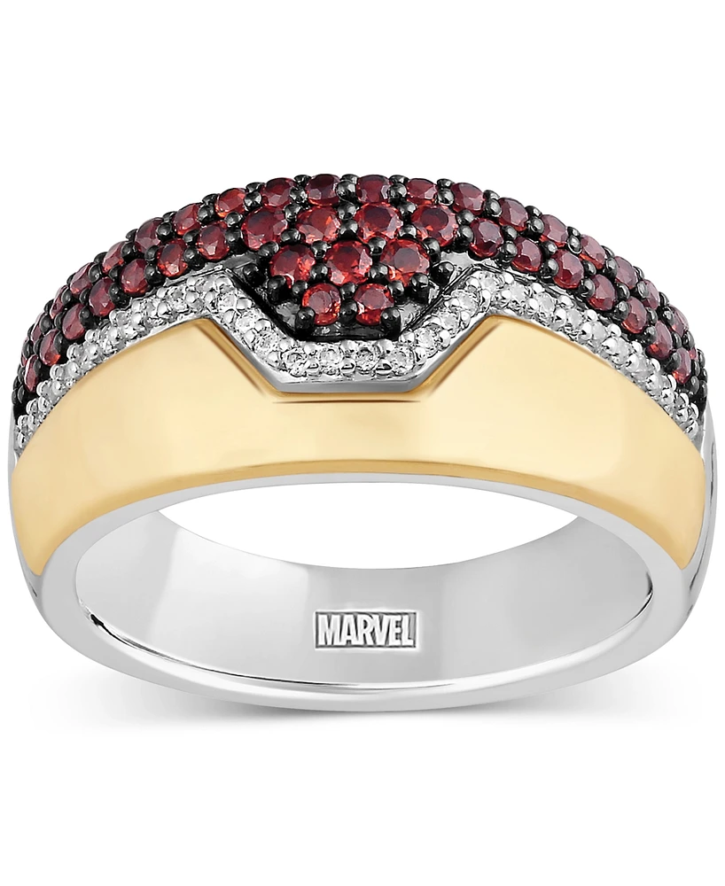 Wonder Fine Jewelry Garnet (3/4 ct. t.w.) & Diamond (1/10 Ironman Ring Sterling Silver Gold-Plate -  Gold