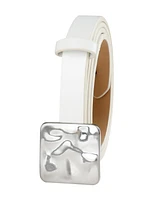 Calvin Klein Women's Skinny Hammered Plaque Buckle Belt