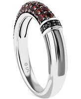 Wonder Fine Jewelry Garnet (1 ct. t.w.) & Black Diamond (1/20 ct. t.w.) Darth Vader Lightsaber Ring in Sterling Silver