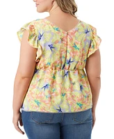 Jessica Simpson Trendy Plus Inge Flutter Tie-Back Top