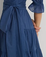 Lauren Ralph Women's Tie-Front Cotton Voile Surplice Dress