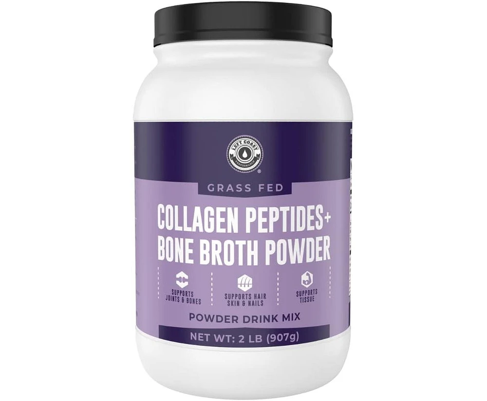 Lcp Left Coast Performance Collagen Bone Broth Powder 2lb, Bone Broth with Grass Fed Collagen Peptides