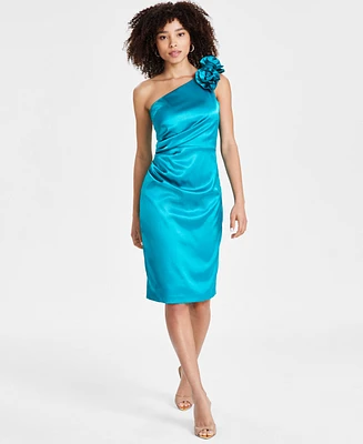 Eliza J Women's Satin Rosette One-Shoulder Dress