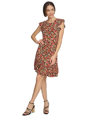 Tommy Hilfiger Women's Floral-Print Ruffled Shift Dress