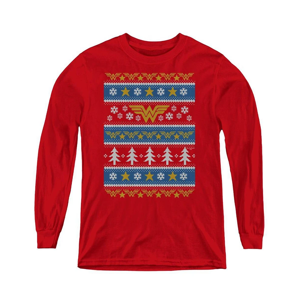 Wonder Woman Boys Dc Youth Comics Christmas Sweater Long Sleeve Sweatshirt