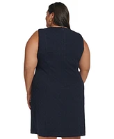 Tommy Hilfiger Plus Size Jacquard Sleeveless Shift Dress