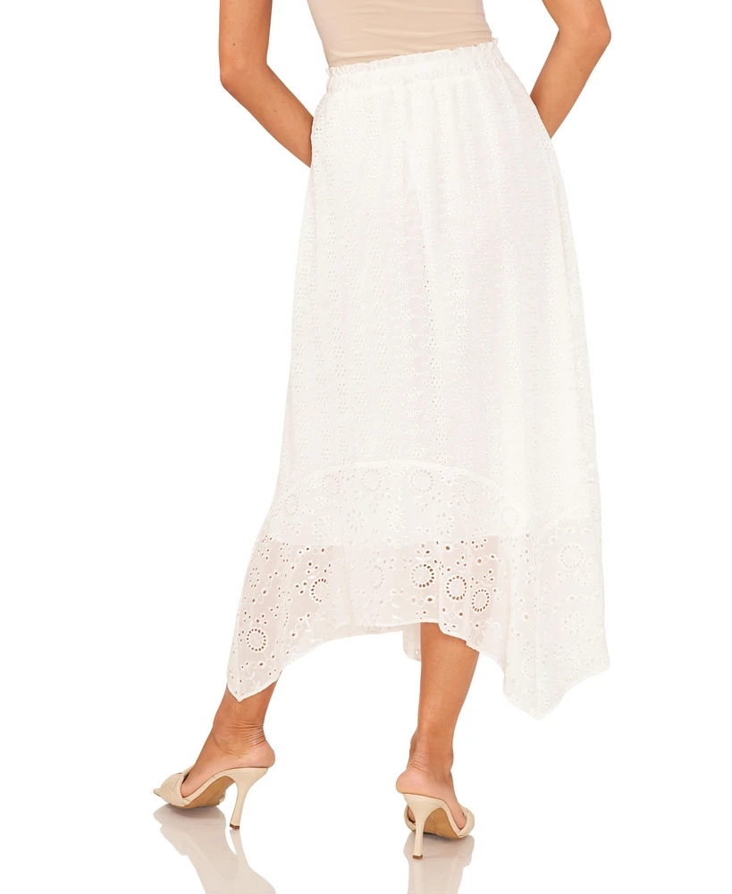 1.state Women's Smocked Waistband Lace Midi Skirt