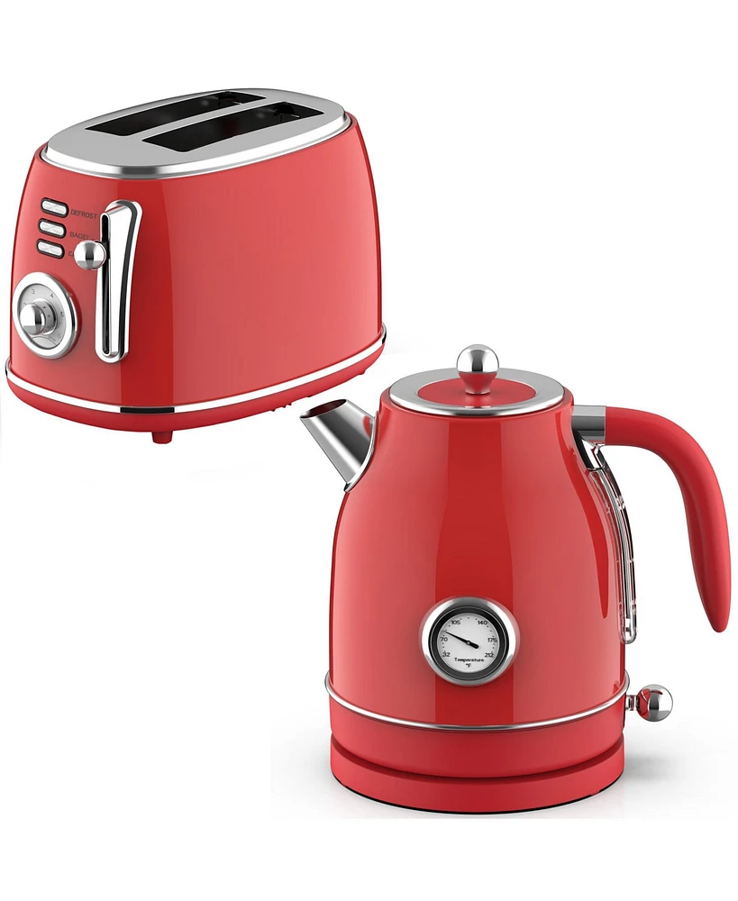 MegaChef 1.7 Liter Electric Tea Kettle and 2 Slice Toaster