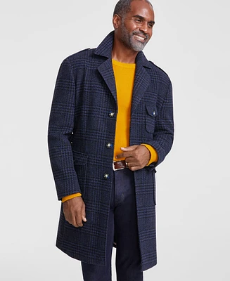 Tayion Collection Men's Classic-Fit Plaid Overcoat