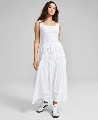 And Now This Women's Tie-Waist Lace-Inset Maxi Skirt, Created for Macy's