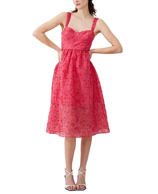 French Connection Women's Embroidered Lace Sleeveless Dress