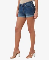 True Religion Women's Jennie Flap Rolled Denim Shorts