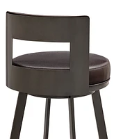 Armen Living Flynn 26" Swivel Counter Stool in Metal with Faux Leather