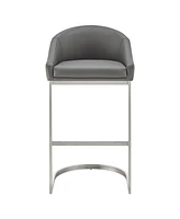 Armen Living Katherine 26" Counter Stool in Brushed Stainless Steel with Faux Leather