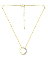 Giani Bernini Cubic Zirconia Circle Pendant Necklace in Sterling Silver, 16" + 2" extender, Created for Macy's