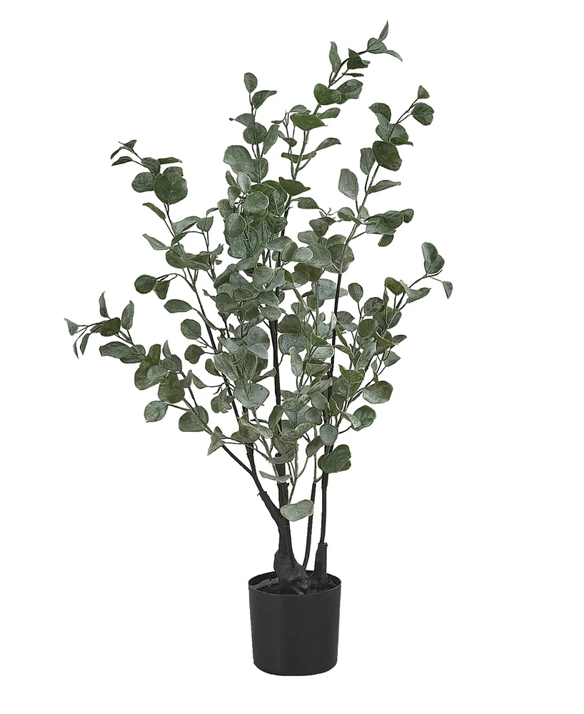 Monarch Specialties 35" Indoor Artificial Floor Eucalyptus Tree with Black Pot